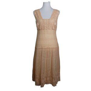 Anthropologie Odille Sojourn Peach Embroidered Lace Midi Dress NWT Womens 10